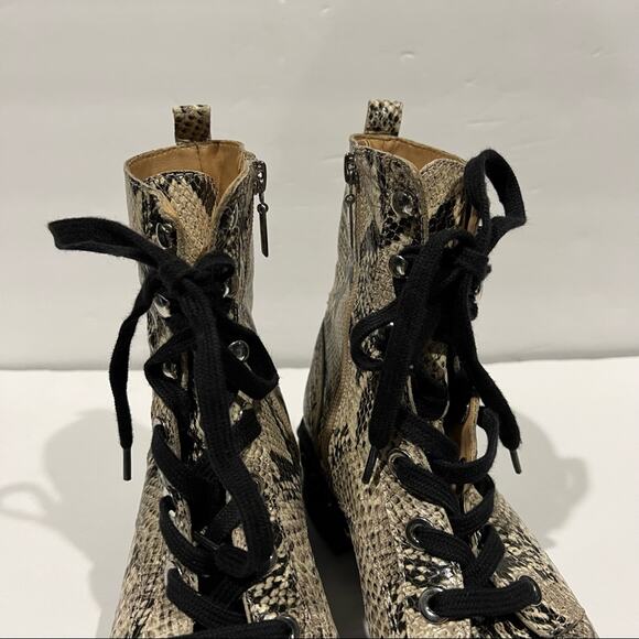 Schutz Women's Andrea Studded Faux Python Snake-Print Leather Combat Boot Size 7 - Picture 6 of 12